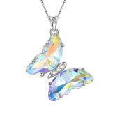 White Butterfly Necklace April Diamond Birthstone Pendant - Necklaces - Aurora Tears